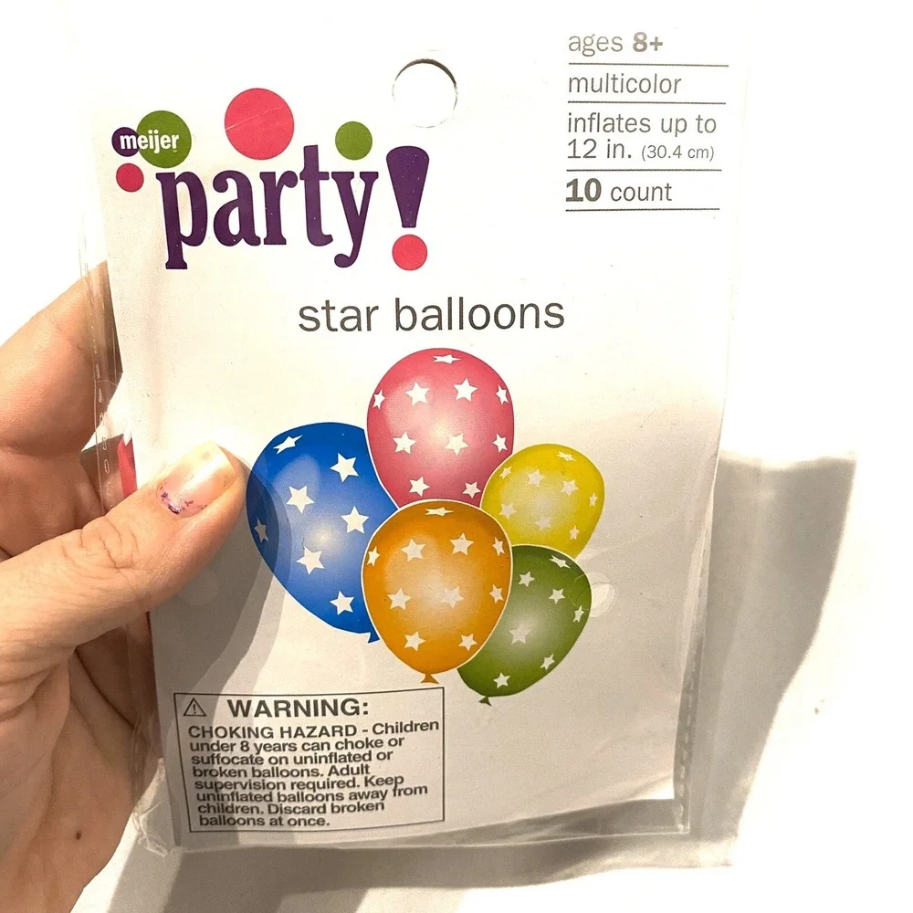 10‎ count star party balloons multicolor 12 inch